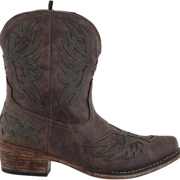 Women's Western Boot Faux Leather Ankle Boot 8 Womens Cowgirl Fashion